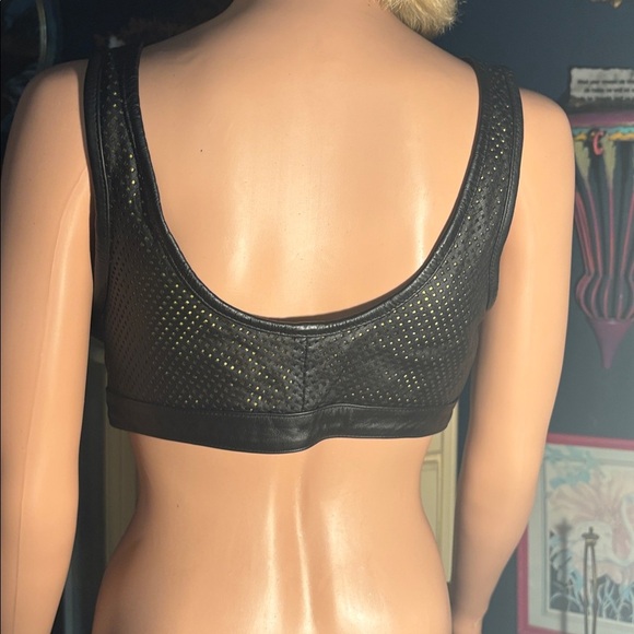 Vintage Harley-Davidson Black Leather Sports Bra Crop Top Biker Chic 34/6 Sm/Med - Picture 7 of 16